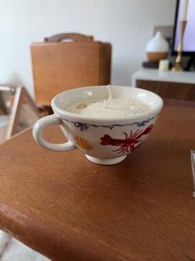 Handmade Lobster and Seashell Teacup Soy Candle